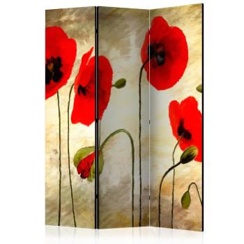 Paraván Golden Field of Poppies Dekorhome 135x172 cm (3-dílný)