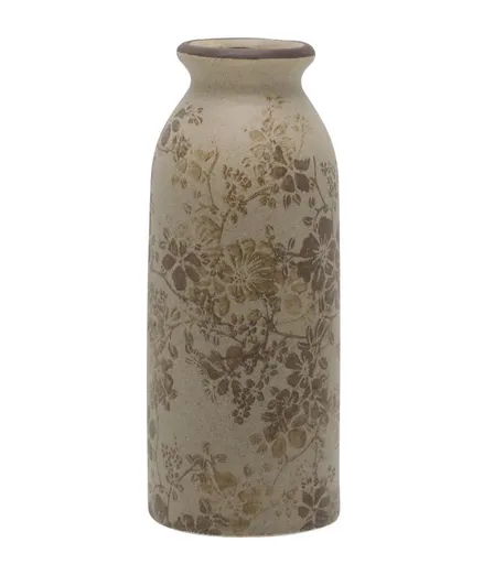 Béžová antik keramická váza s podzimními květy Melun - Ø 8*20 cm Chic Antique