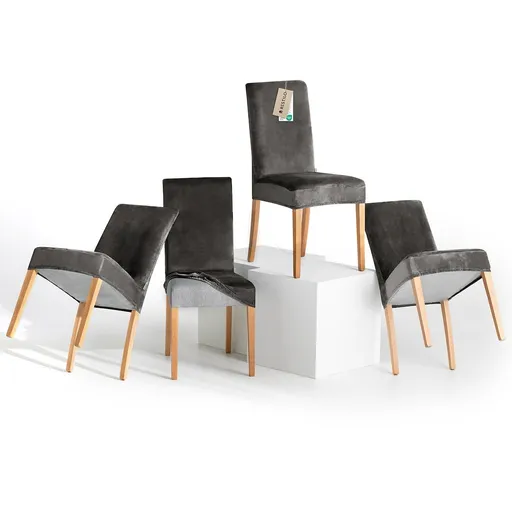 Restilo Napínací potah na židli Sento tmavě šedá, 48 x 48 x 58 + 10 cm, sada 4 ks