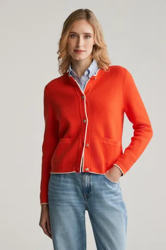 KARDIGAN GANT COTTON KNIT JACKET ORANGE RED
