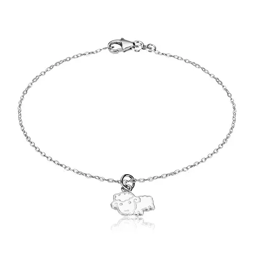 Náramek ze stříbra 925 - blýskavý řetízek a ovečka s bílou glazurou