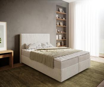 Boxspring postel Dream-Well 140x200 cm bouclé smetanovo-bílá