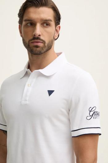 Polo tričko Guess LYLE bílá barva, s aplikací, M4BP60.K7O64