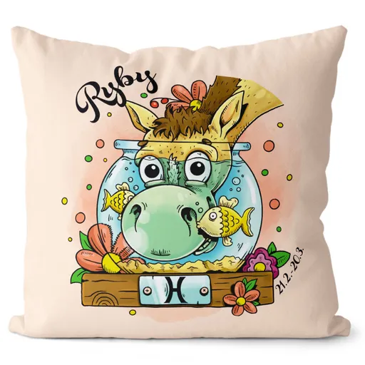 Polštář Koňská znamení – Ryby (Velikost: 55 x 55 cm)