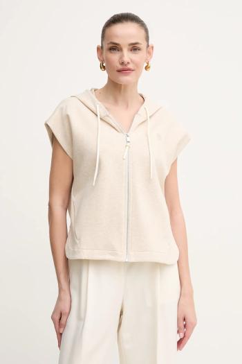 Vesta BOSS dámska, béžová farba, s kapucňou, jednofarebná, 50537487