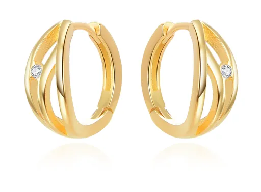 Beneto Pozlacené kruhové náušnice se zirkonem AGUC3345