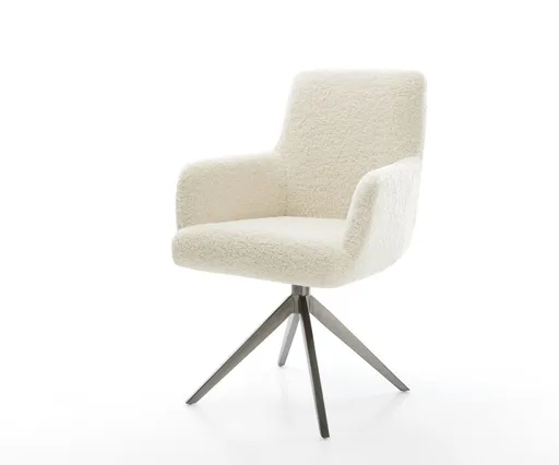 Jídelní židle Heira-Flex s područkami plyšový manšestr béžová