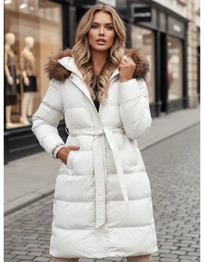 Dámská zimní bunda prošívaná s kožešinou STYLEBELLA bílá