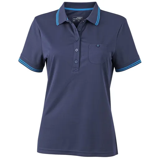 James & Nicholson (Daiber) Dámská sportovní polokošile JN701 - Tmavě modrá / aqua | 2XL