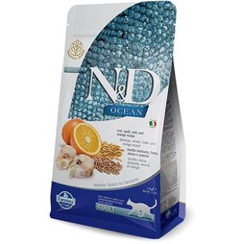 N&D OCEAN low grain cat adult Codfish & Orange 1,5 kg (8010276036780)