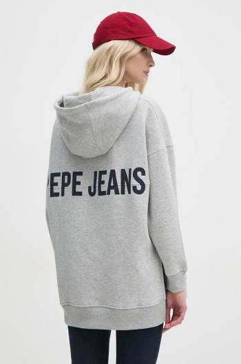 Mikina Pepe Jeans FERGIE dámská, šedá barva, s kapucí, s potiskem, PL581455