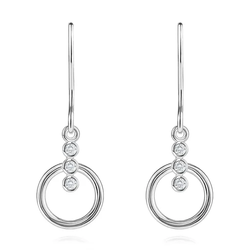 Stříbrné 925 náušnice - kruh, kulatý pásek se zirkony, afro háček