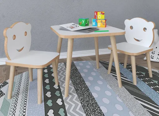 VCM Dětský stůl se židlemi LiLuLa, bílá