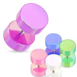 Falešný plug do ucha - barevné válečky s perleťovým povrchem - Barva piercing: Modrá