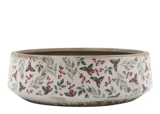 Béžová keramická mísa s cesmínou Holly - Ø 30*10 cm 65100419