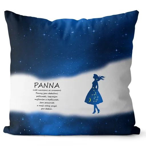 Polštář Panna (23.8. - 22.9.) - modrý (Velikost: 40 x 40 cm)