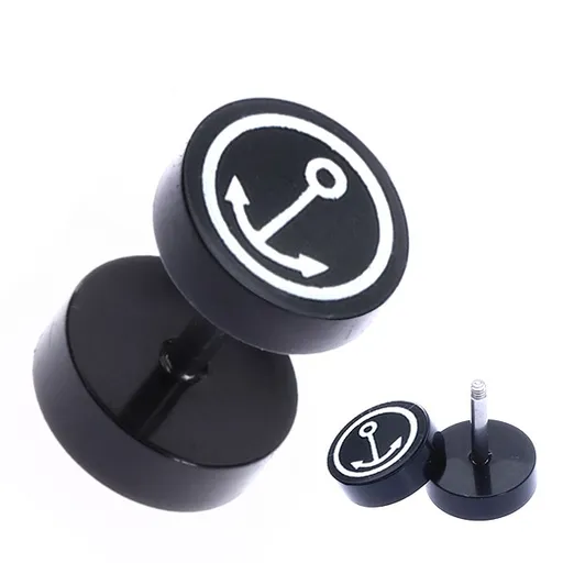 Falešný akrylový piercing do ucha - kotva v kruhu