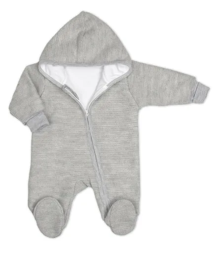 Baby Nellys Pletený overal s kapucí, CUTE - šedý, vel.56