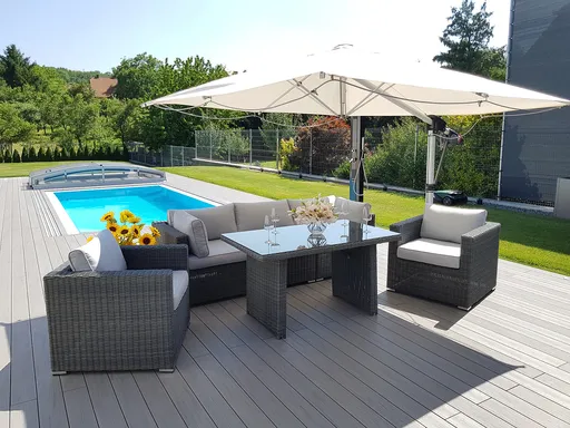 DEOKORK Ratanová variabilní sestava jídelní SEVILLA  pro 5 osob (antracit)