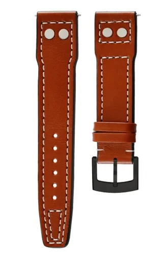 Kožený řemínek Biatec Pilot | Hnědý - 20 mm - Černá