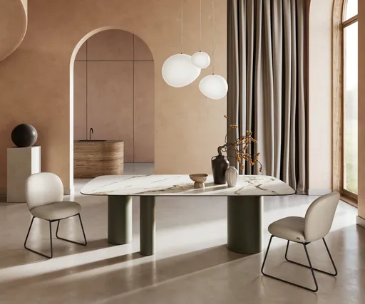 Jídelní stůl Edge oválný 240x120 cm keramika Calacatta Luxe