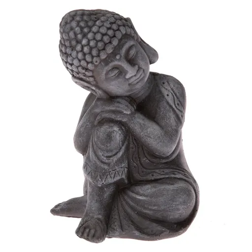 Betonová soška Buddha, tm. šedá, 16 x 11 x 12 cm
