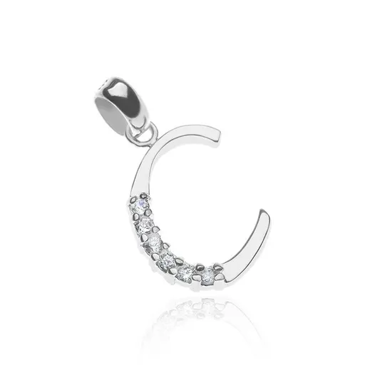 Stříbrný přívěsek 925 - písmenko C, zirkonový pás