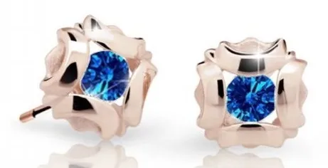 Cutie Jewellery Slušivé dětské náušnice z růžového zlata C2216-30-X-4 modrá