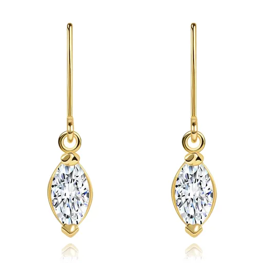 Náušnice ze žlutého 14K zlata - zářivý zrnkovitý diamant čiré barvy