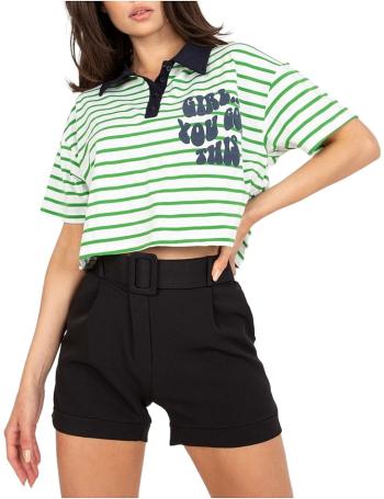 Bílo-zelený polo crop top "girl&hellip; you got this" vel. ONE SIZE