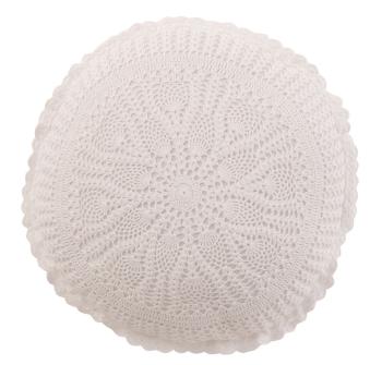 Bílý bavlněný kulatý polštář s krajkou Lace white - Ø 38*12cm 23058