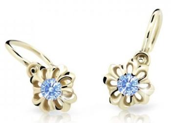 Cutie Jewellery Něžné dětské náušnice ze žlutého zlata C2208-10-X-1 světle modrá