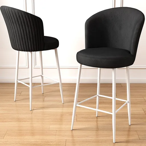 Bar Stool Set (2 Pieces) Fora - Black, White