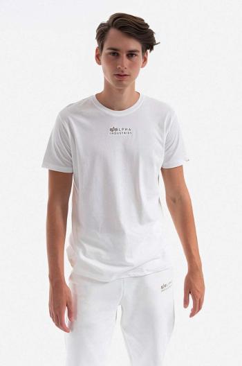 Bavlněné tričko Alpha Industries bílá barva, s potiskem, 118529.626-white