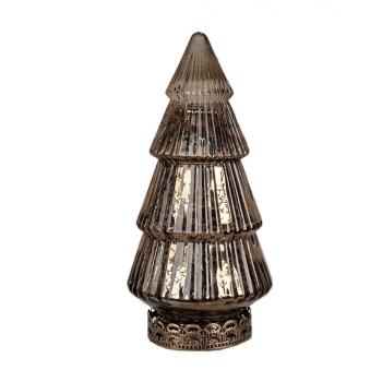 Hnědý skleněný dekorační svítící stromek LED Tree - Ø 8*16 cm  6GL4603