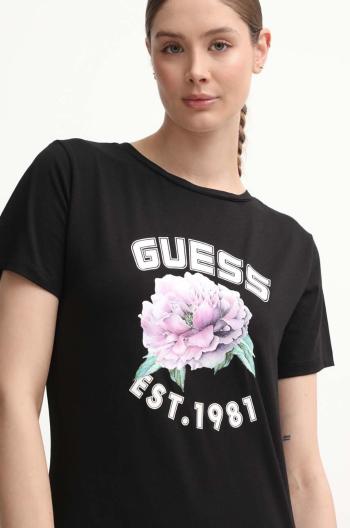 Tričko Guess PEONY černá barva, V4YI15 J1314