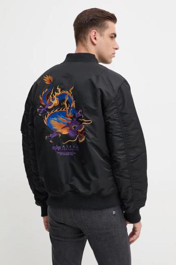 Bomber bunda Alpha Industries MA-1 Dragon EMB černá barva, přechodná, oversize