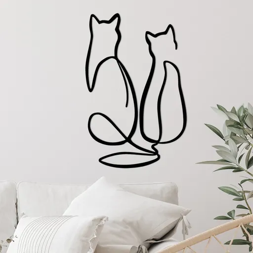 Dekorativní kovový doplněk na zeď Couple Cat Love