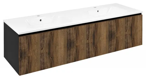 SAPHO LOREA skříňka 140x46x51,5cm (70+70cm), dub collingwood/černá mat LE070-1935-03