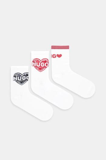 Ponožky HUGO 3-pack dámské, bílá barva, 50530508