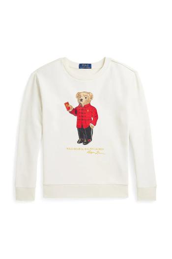 Dětská bavlněná mikina Polo Ralph Lauren béžová barva, s potiskem, 323961412001