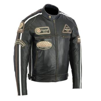 Kožená moto bunda BOS 2058 Antique Black  S  černá