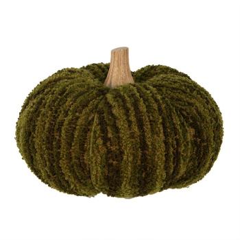 Tmavě zelená látková dekorace dýně Pumpkin L - Ø 15*12 cm  65443