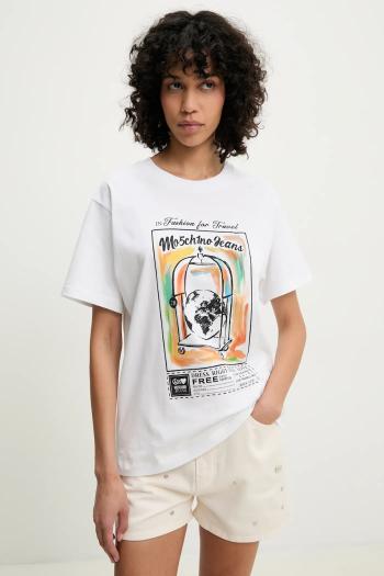 Bavlnené tričko Moschino Jeans dámske, biela farba, 0716 3732
