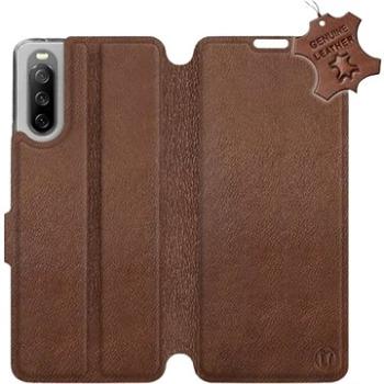 Kožené flip pouzdro na mobil Sony Xperia 10 III - Hnědé -  Brown Leather (5903516728244)