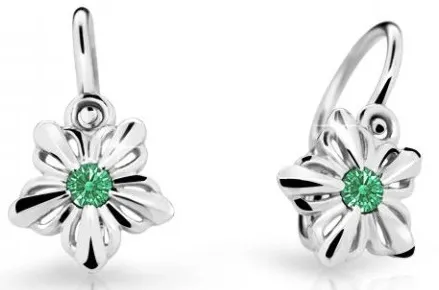Cutie Jewellery Dětské kytičkové náušnice z bílého zlata C2238-10-X-2 zelená