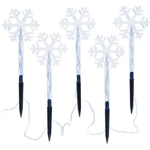 LED zahradní osvětlení, sněhové vločky, 5 ks, 15 x LED, zapichovací, 3 x AA