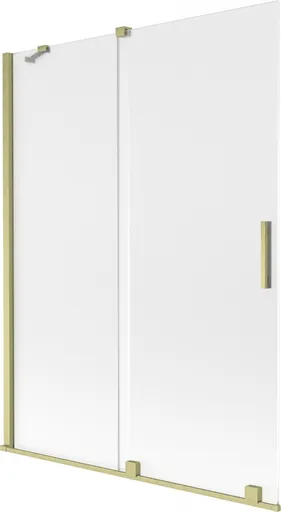 MEXEN/S Velar dvoukřídlá posuvná vanová zástěna 130 x 150, dekor, zlatá kartáčovaná 896-130-000-31-55
