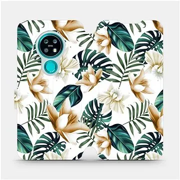 Flipové pouzdro na mobil Nokia 7.2 - MC07P Zlatavé květy a zelené listy (5903516069651)