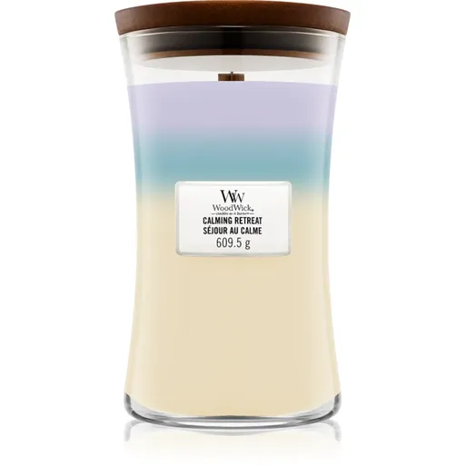 Woodwick Trilogy Calming Retreat vonná svíčka s dřevěným knotem 609.5 g